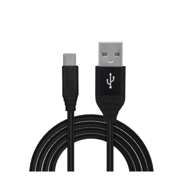 CABLU alimentare si date SPACER, pt. smartphone, USB 3.0 (T) la Type-C (T), Braided,2.1A ,Retail pack, 0.5m, black, "SPDC-TYPEC-BRD-BK-0.5" (include TV 0.06 lei)