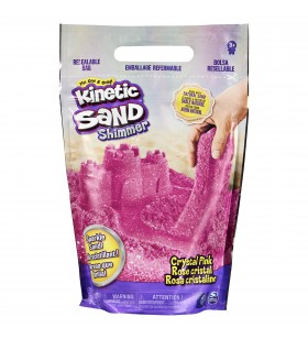Kinetic Sand , sacchetto da 907 g di vera sabbia scintillante rosa cristallo da schiacciare, mescolare e modellare