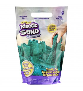 Kinetic Sand , sacchetto da 907 g di vera sabbia scintillante verde acqua scintillante da schiacciare, mescolare e modellare