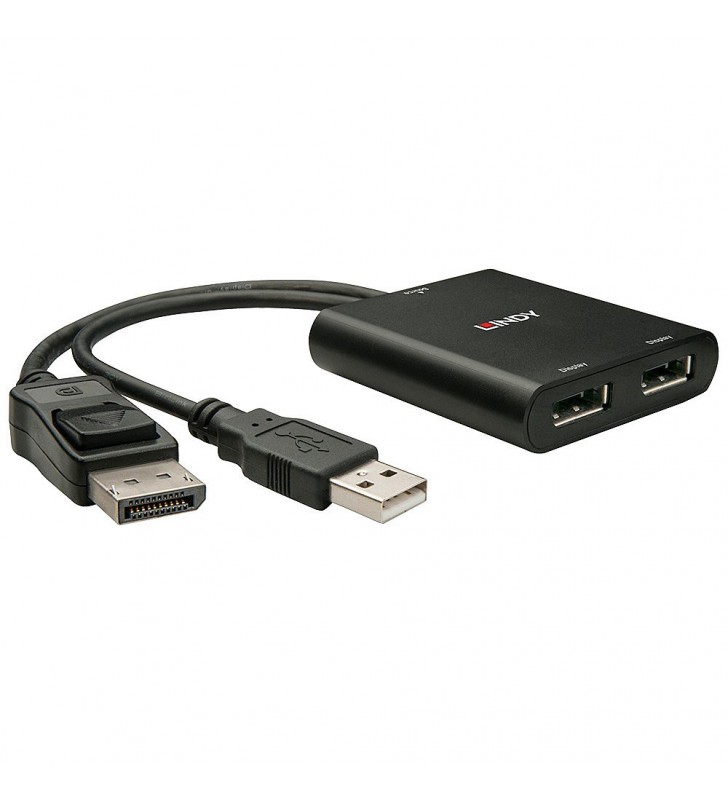 Lindy 38427 cavo e adattatore video Mini DisplayPort + USB Type-A 2 x DisplayPort Nero