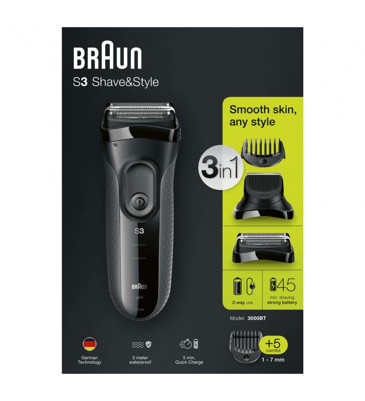 Braun Series 3 Shave&Style 3000BT 3 In 1 Rasoio Elettrico