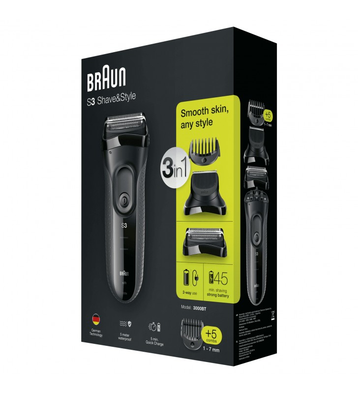 Braun Series 3 Shave&Style 3000BT 3 In 1 Rasoio Elettrico