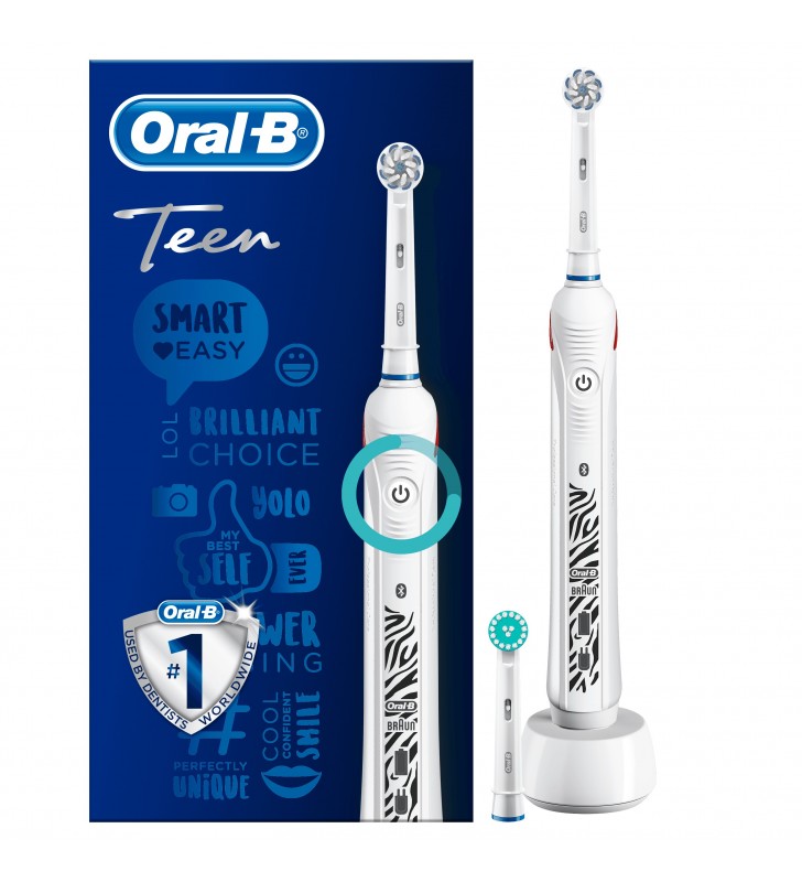 Oral-B Teen Spazzolino Elettrico Ricaricabile SmartSeries Sensi Ultrathin per Teenager, Bianco