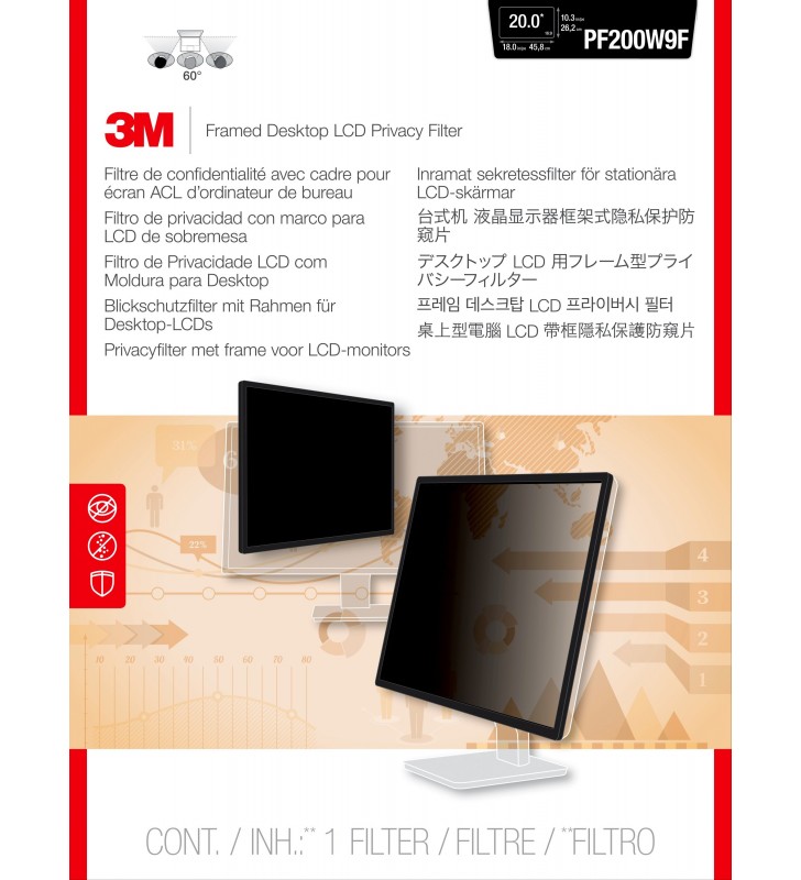 3M Filtro Privacy con cornice per monitor widescreen da 20"