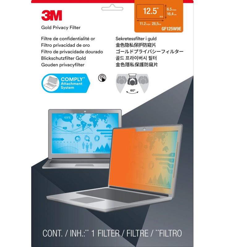 3M Filtro privacy Gold Touch per laptop a schermo intero da 12,5"