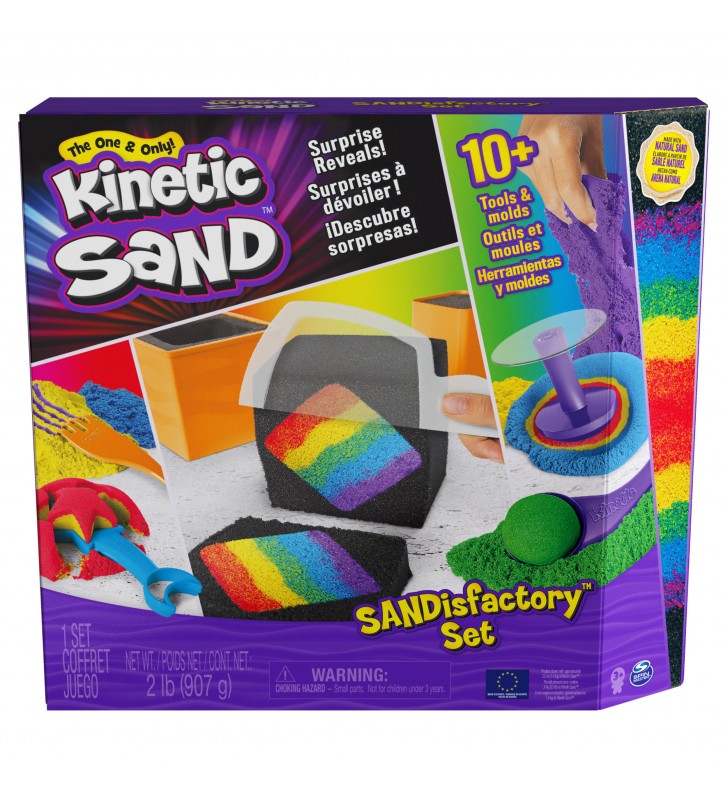 Kinetic Sand Set Sandisfactory con 907 g di nera e colorata, include più di 10 attrezzi