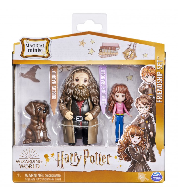 Wizarding World Set Amicizia Hermione e Rubeus Hagrid con Thor, bambole articolate 7.5cm