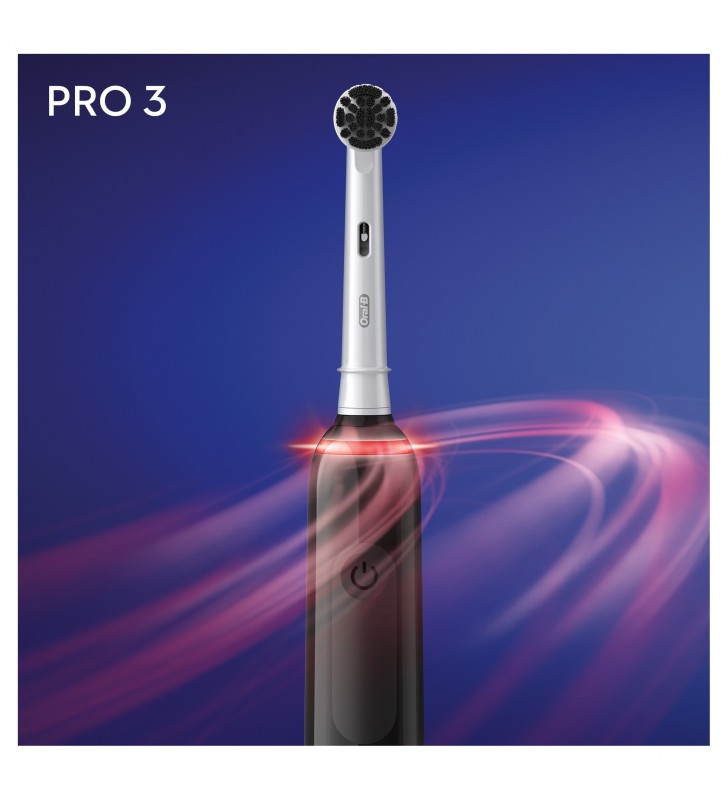 Oral-B Pro 3 Spazzolino Elettrico Ricaricabile - 3000 Nero. 1 Spazzolino + 1 Testina con setole al Carbone