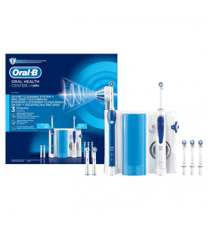 Oral-B PRO 2000 + Oxyjet Adulto Spazzolino rotante-oscillante Blu, Bianco