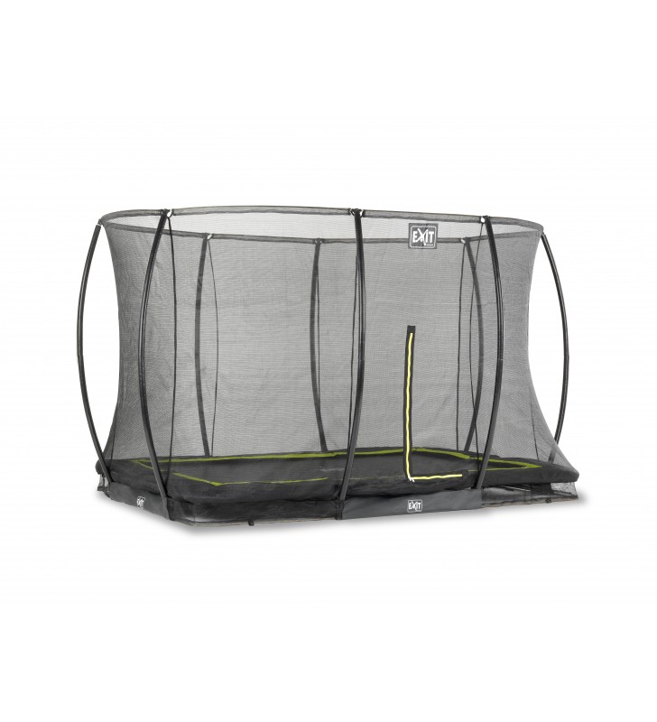 EXIT Silhouette ground trampoline 214x305cm with safety net - black Esterno Rettangolare Molla elicoidale Trampolino interrato