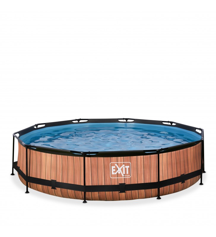 EXIT Wood pool ø360x76cm with filter pump - brown Piscina con bordi Piscina rotonda 6125 L Marrone