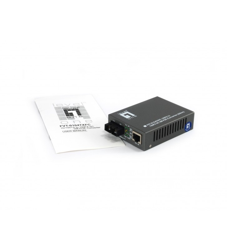 LevelOne FVT-0104TXFC convertitore multimediale di rete 100 Mbit/s Modalità singola Nero