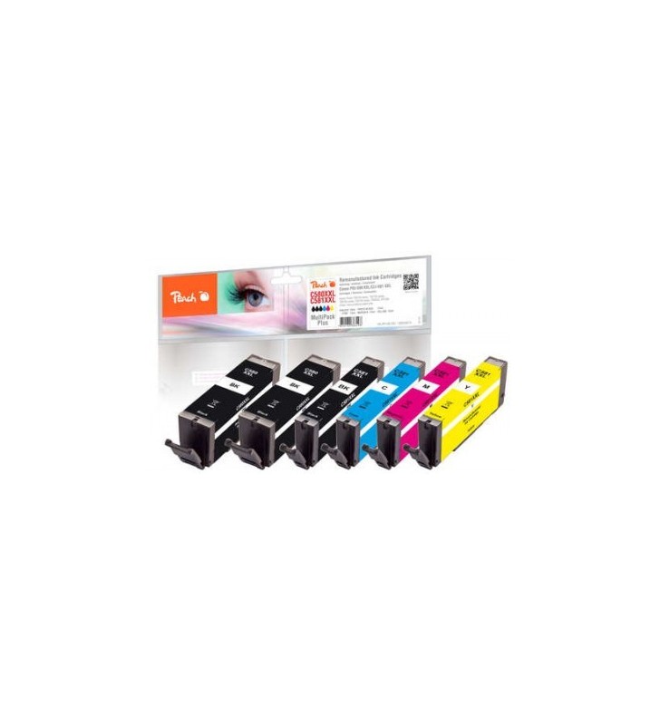 Peach PI100-397 cartuccia d'inchiostro 6 pz Compatibile Resa extra elevata (super) Nero, Ciano, Magenta, Nero per foto, Giallo