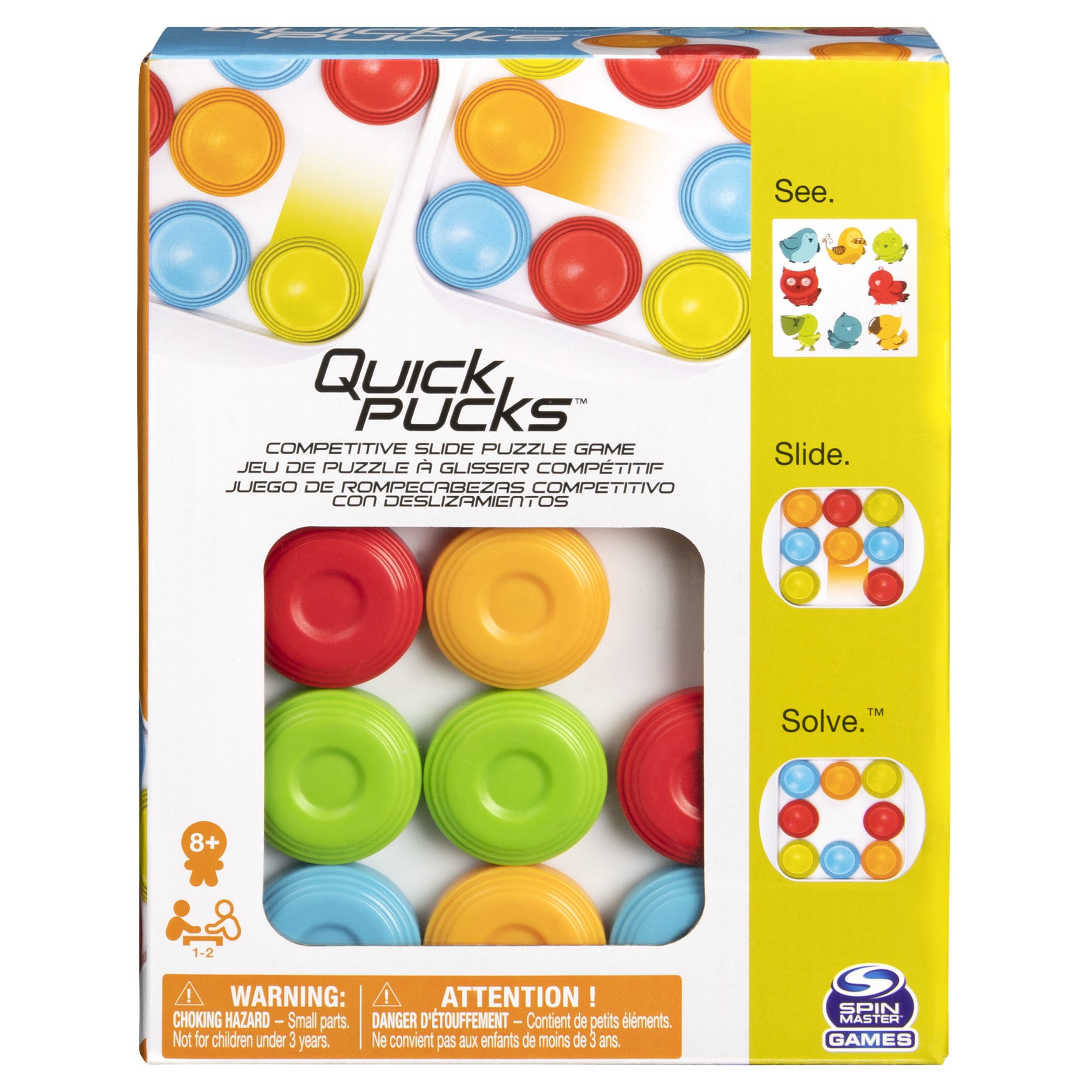 Spin Master Games Quick Pucks, rompicapo da viaggio completamento degli  schemi, per adulti e bambini dagli 8 anni in su 