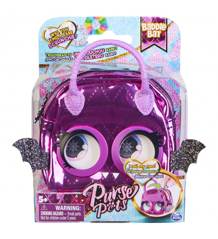 Purse Pets Micro, pochette alla moda Pipistrello Baddie con occhi che ruotano