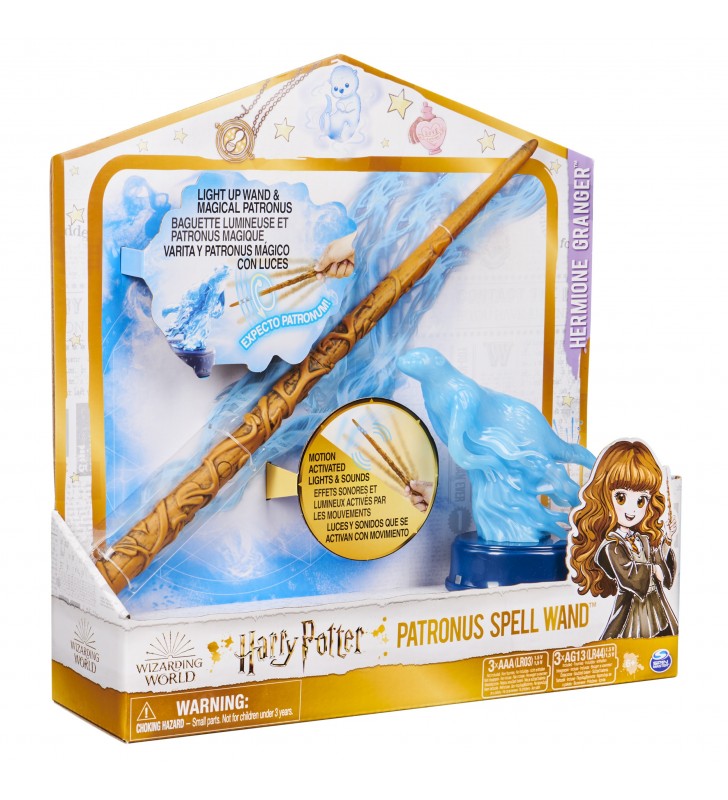 Wizarding World Harry Potter, Patronus Spell Wand da 33 cm di Hermione Granger con personaggio a forma di lontra