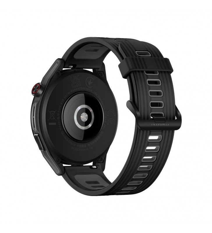 Huawei WATCH GT Runner-B19S,Black Durable Polymer Fiber Case,Black Soft Silicone Strap