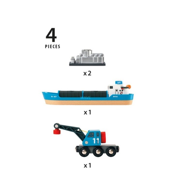 World Containerschiff mit Kranwagen, Spielfahrzeug