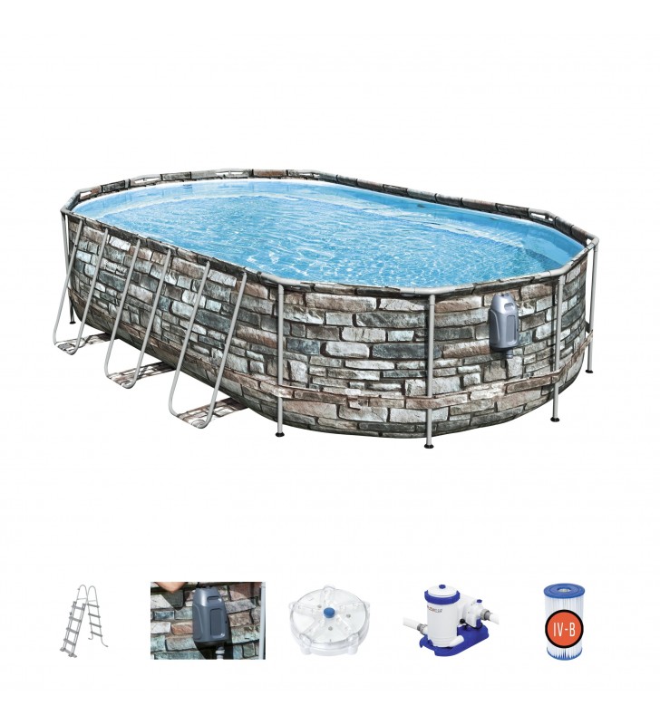 Bestway Power Steel 56719 piscina fuori terra Piscina con bordi Piscina ovale 20241 L Multicolore
