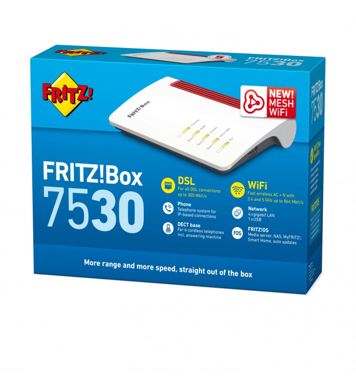 FRITZ!Box Box 7530 router wireless Gigabit Ethernet Dual-band (2.4 GHz/5 GHz) 5G Bianco