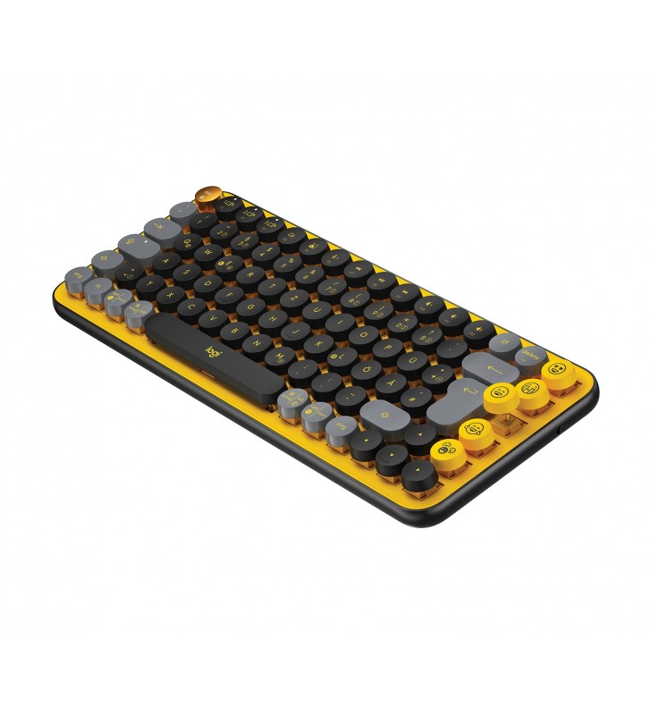 Logitech POP Keys Wireless Mechanical Keyboard With Emoji Keys tastiera Bluetooth QWERTZ Tedesco Nero, Grigio, Giallo