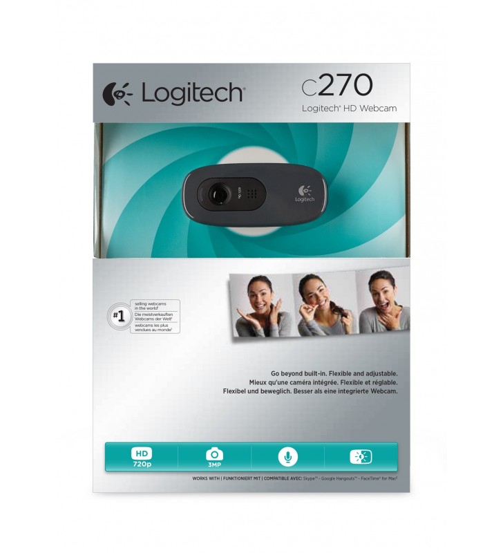 Logitech C270 camere web 3 MP 1280 x 720 Pixel USB 2.0 Negru