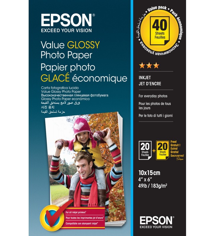 Epson Value Glossy Photo Paper - 10x15cm - 2x 20 de coli