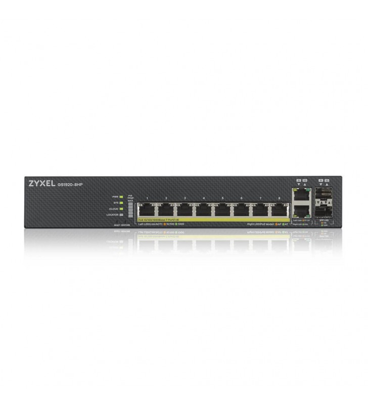 Zyxel GS1920-8HPV2 Gestionate Gigabit Ethernet (10/100/1000) Negru Power over Ethernet (PoE) Suport