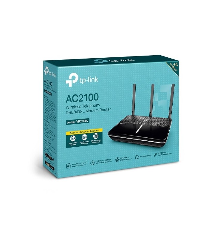 TP-Link Archer VR2100v router wireless Gigabit Ethernet Dual-band (2.4 GHz/5 GHz) 3G 5G 4G Nero