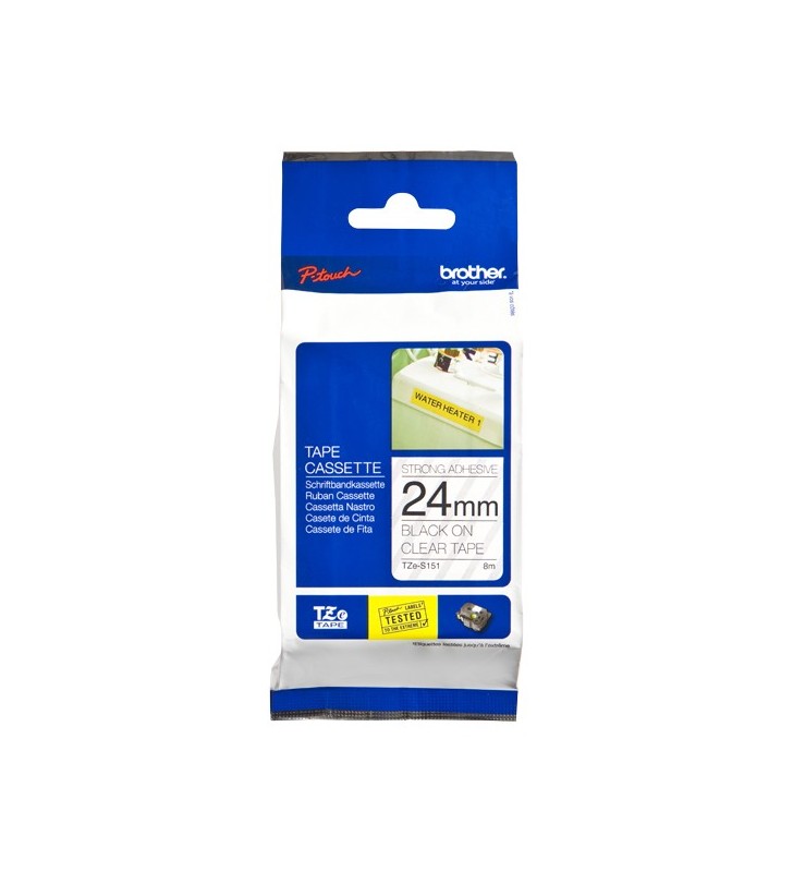 TZE-S151 LAMINATED TAPE M 8M 8M/BLACK ON CLEAR EXTRA-STRONG