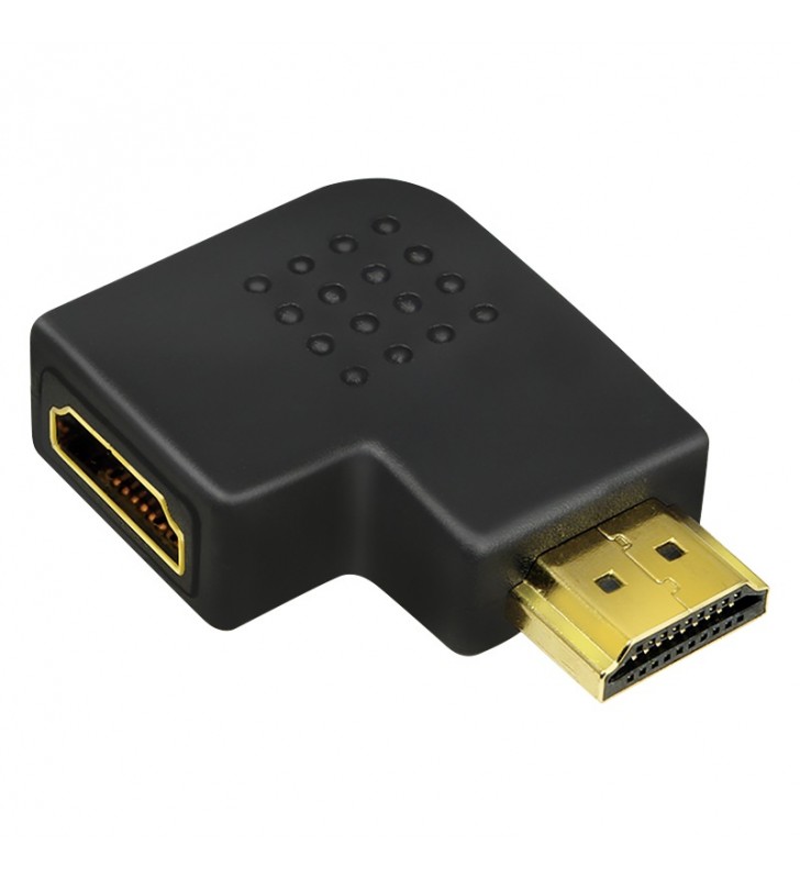 ADAPTOR video LOGILINK, HDMI (T) la HDMI (M), conectori auriti, in unghi de 90 grade, rezolutie maxima 4K UHD (3840 x 2160) la 3