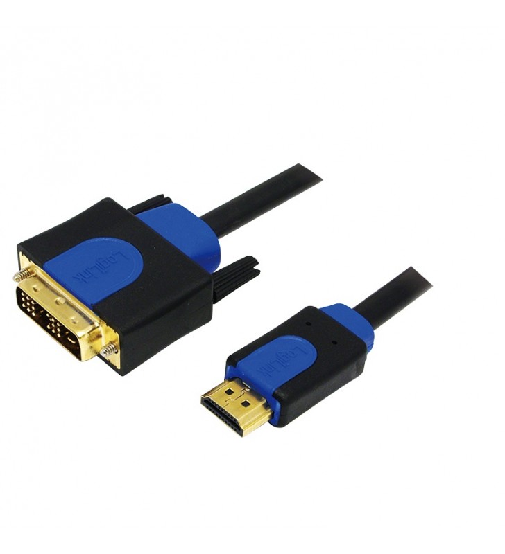 CABLU video LOGILINK, adaptor HDMI (T) la DVI-D SL (T), 2m, conectori auriti, Full HD+ (1920 x 1200) la 60 Hz, negru, "CHB3102\