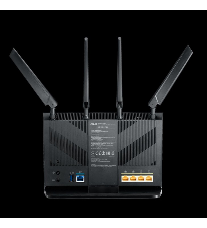 ASUS 4G-AC68U router wireless Bandă dublă (2.4 GHz/ 5 GHz) Gigabit Ethernet 3G Negru
