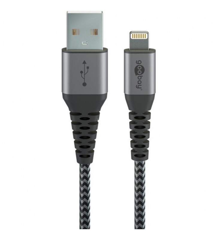 Lightning USB-A Textilkabel mit Metallsteckern