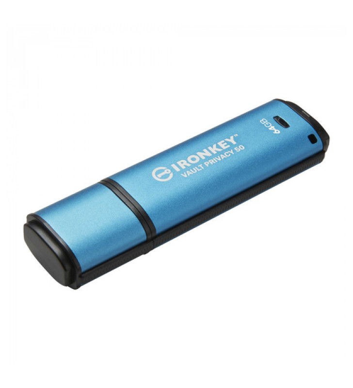 Kingston Technology IronKey Vault Privacy 50 USB flash drive 64 GB USB Type-A 3.2 Gen 1 (3.1 Gen 1) Blue