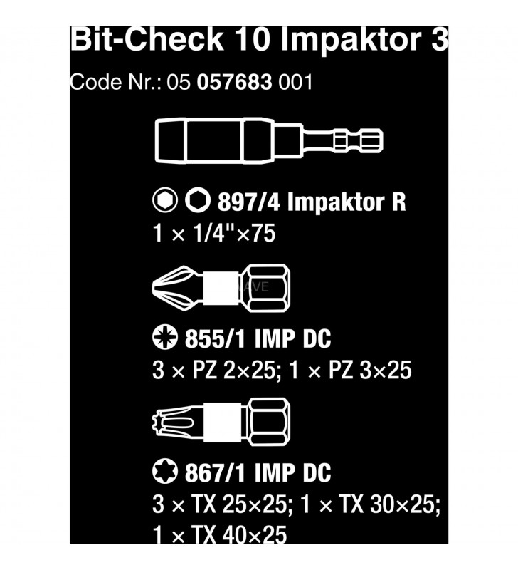 Bit-Check 10 Impaktor 3, 1/4", 10-teilig, Bit-Satz