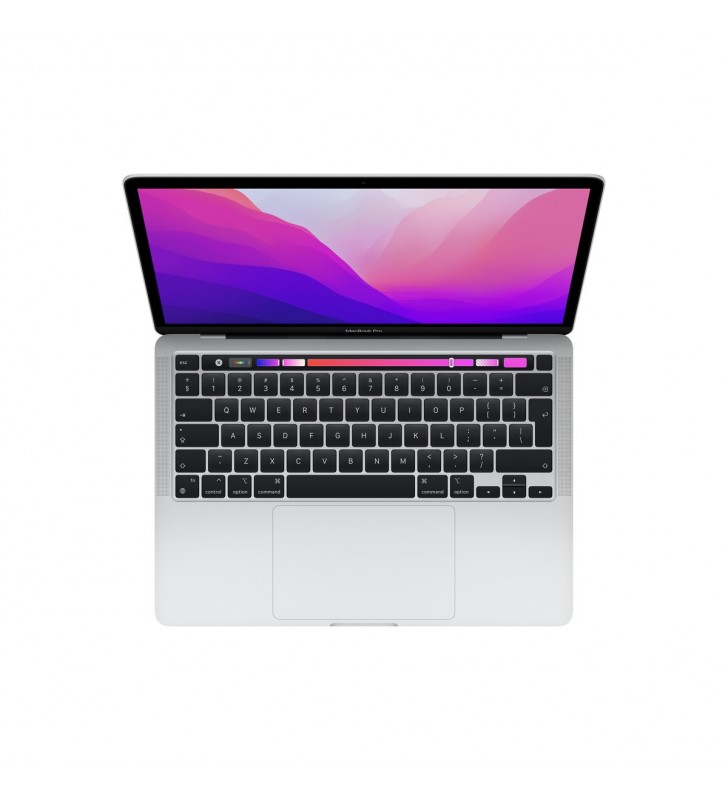 MacBook Pro 13.3" (2022), procesor Apple M2, 8 nuclee CPU si 10 nuclee GPU, 8GB, 256GB, Silver, RO KB