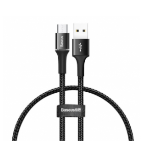CABLU alimentare si date Baseus Halo, Fast Charging Data Cable pt. smartphone, USB la Micro-USB 3A, brodat, LED, 1m, negru "CAMGH-B01" (include timbru verde 0.25 lei) - 6953156292642