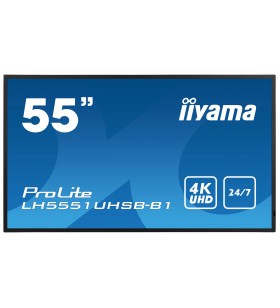 iiyama LH5551UHSB-B1 visualizzatore di messaggi Pannello piatto interattivo 137,2 cm (54") IPS 800 cd/m² 4K Ultra HD Nero 24/7