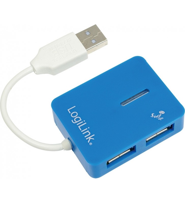 HUB USB 2.0 extern LOGILINK,  4*USB,  Smile, blue, "UA0136" (include timbru verde 0.5 lei)