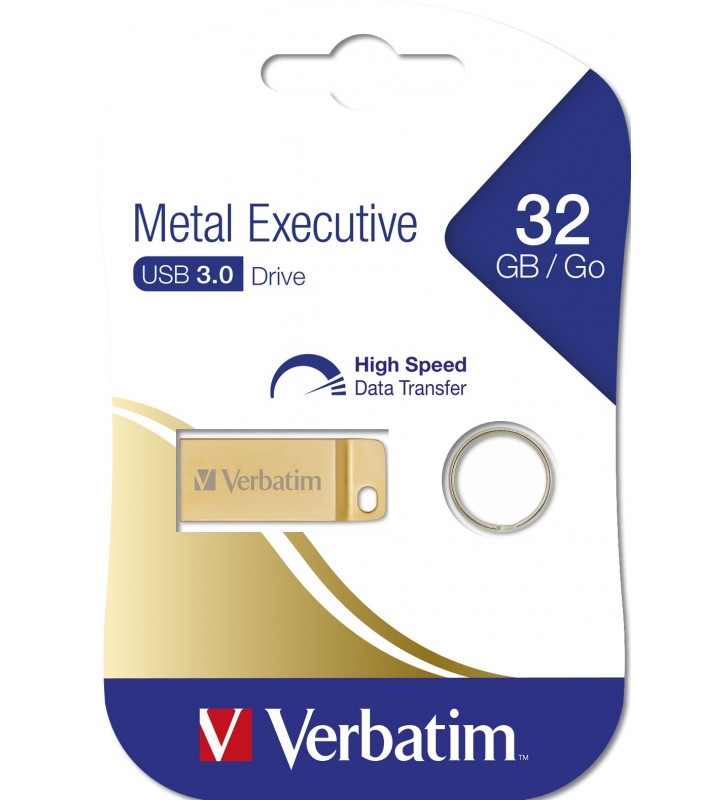 Verbatim Metal Executive memorii flash USB 32 Giga Bites USB Tip-A 3.2 Gen 1 (3.1 Gen 1) De aur