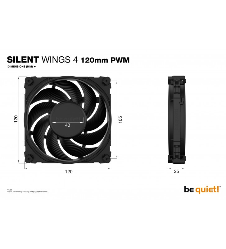 be quiet! SILENT WINGS 4 | 120mm PWM Case per computer Ventilatore 12 cm Nero 1 pz