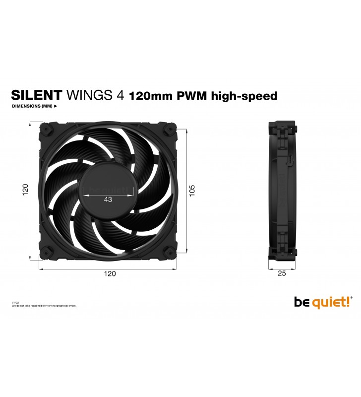 be quiet! SILENT WINGS 4 | 120mm PWM Case per computer Ventilatore 12 cm Nero 1 pz