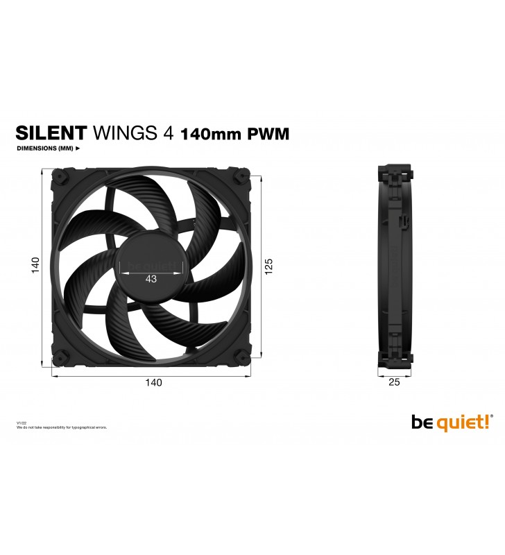be quiet! SILENT WINGS 4 | 140mm PWM Case per computer Ventilatore 14 cm Nero 1 pz