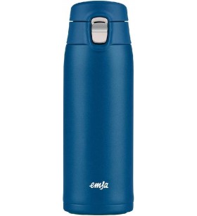 Emsa N2150900 Travel Mug Light Thermo/Insulated Stainless Steel 0.4 litres Hot 6 Hours Cold 12 Hours BPA 100% Leak-Proof Dishwasher Safe Folding Closure System Blue