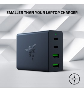 Razer 130W GaN Power house USB-C Charger - Small and Mighty, Charges up to 4 Devices, Faster Charging, Mobility in Mind, Safer Power Delivery - Black