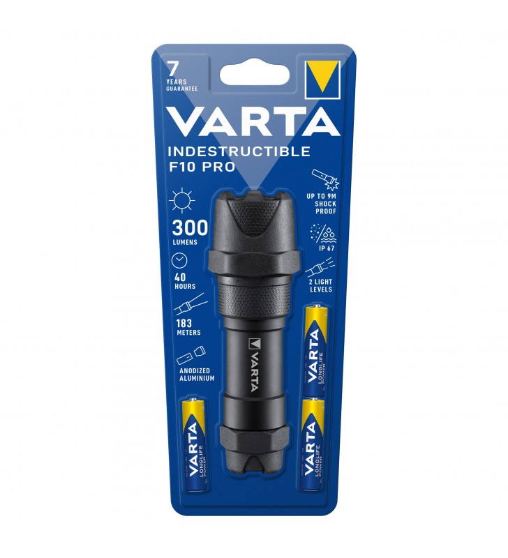 Varta lanterna F10 PRO Indestructibila Led 6W/ 300Lm/ 40h/ 183m metalica/ IP67 incl 3 x AAA(R3) V18710 (1/4)