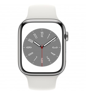 Apple Watch Series 8, smart watch (silver, 45 mm, sports bracelet, stainless steel case, LTE)