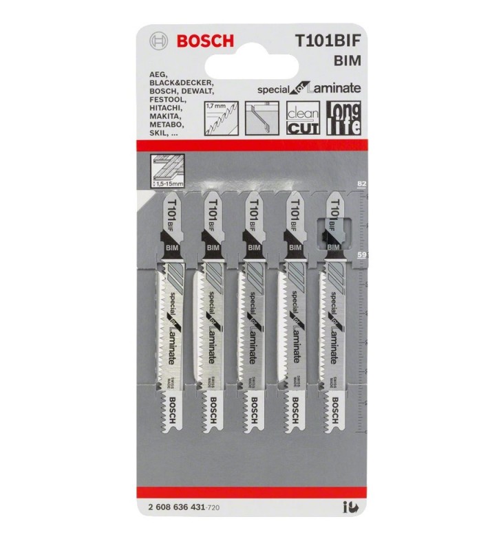 Bosch 2 608 636 431 lama per sega a gattuccio, sega a traforo e sega universale Lama per seghetto alternativo Bimetallo 5 pz