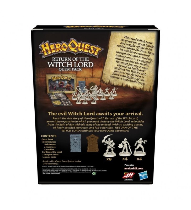 Avalon Hill HeroQuest Return of the Witch Lord Quest Pack Espansione del gioco da tavolo Viaggio/avventura